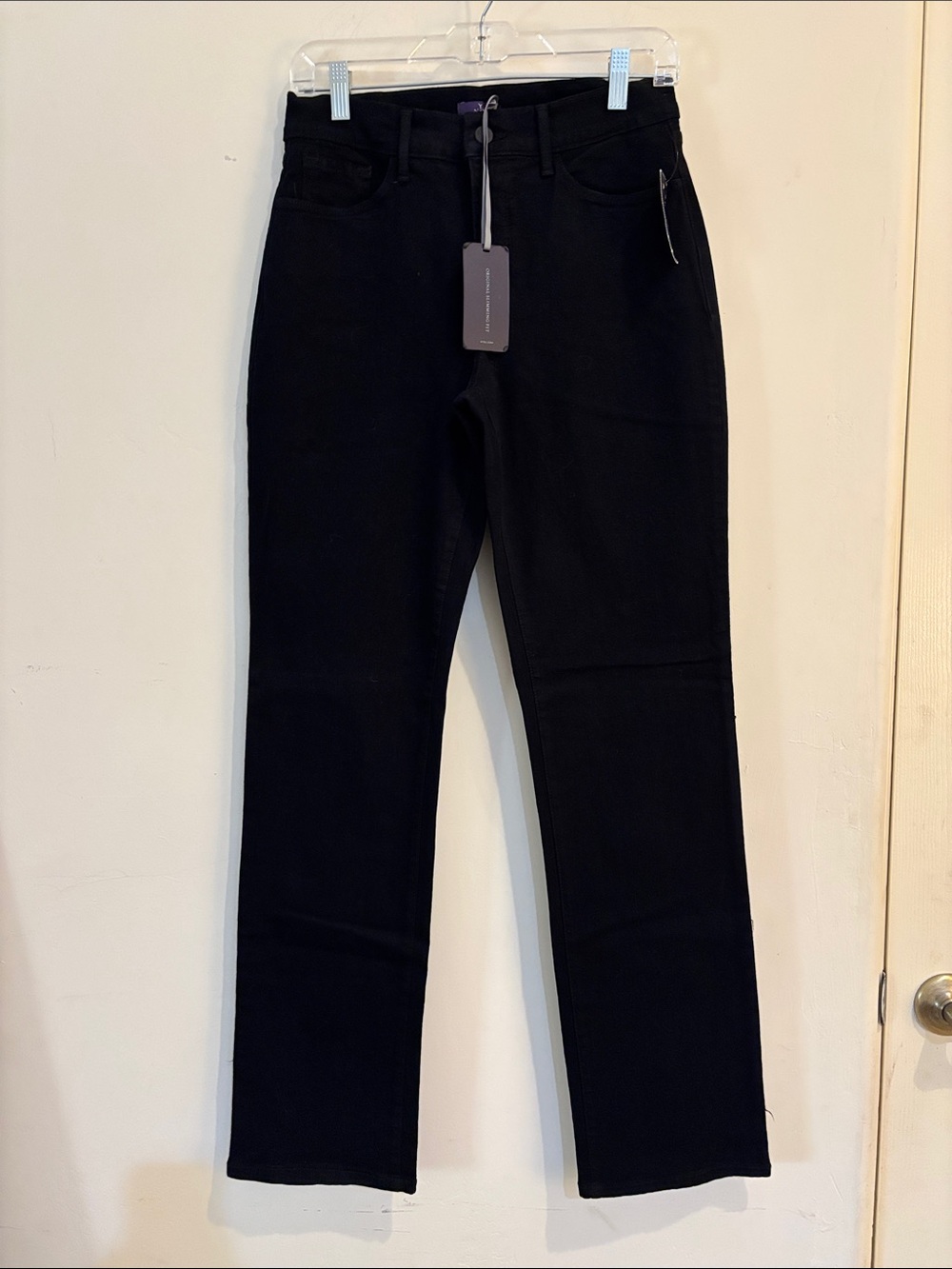 NWT NYDJ Black Women's Tummy-Control Straight Leg Pants size 8